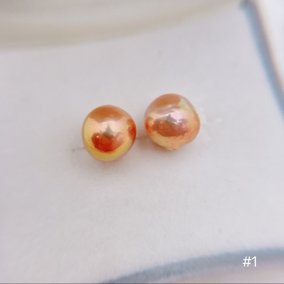 Pearl Studs, Genuine Baroque Edison pearl - Picture 4 of 12